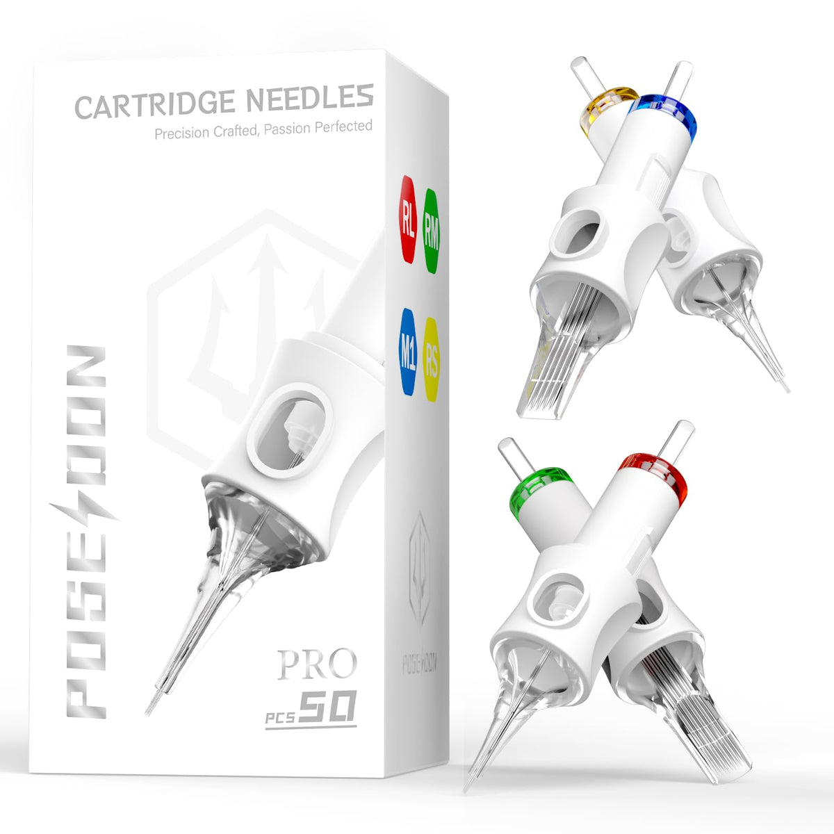 POSEIDON needles with spiral nozzle design deliver richer ink flow for crisp lines.