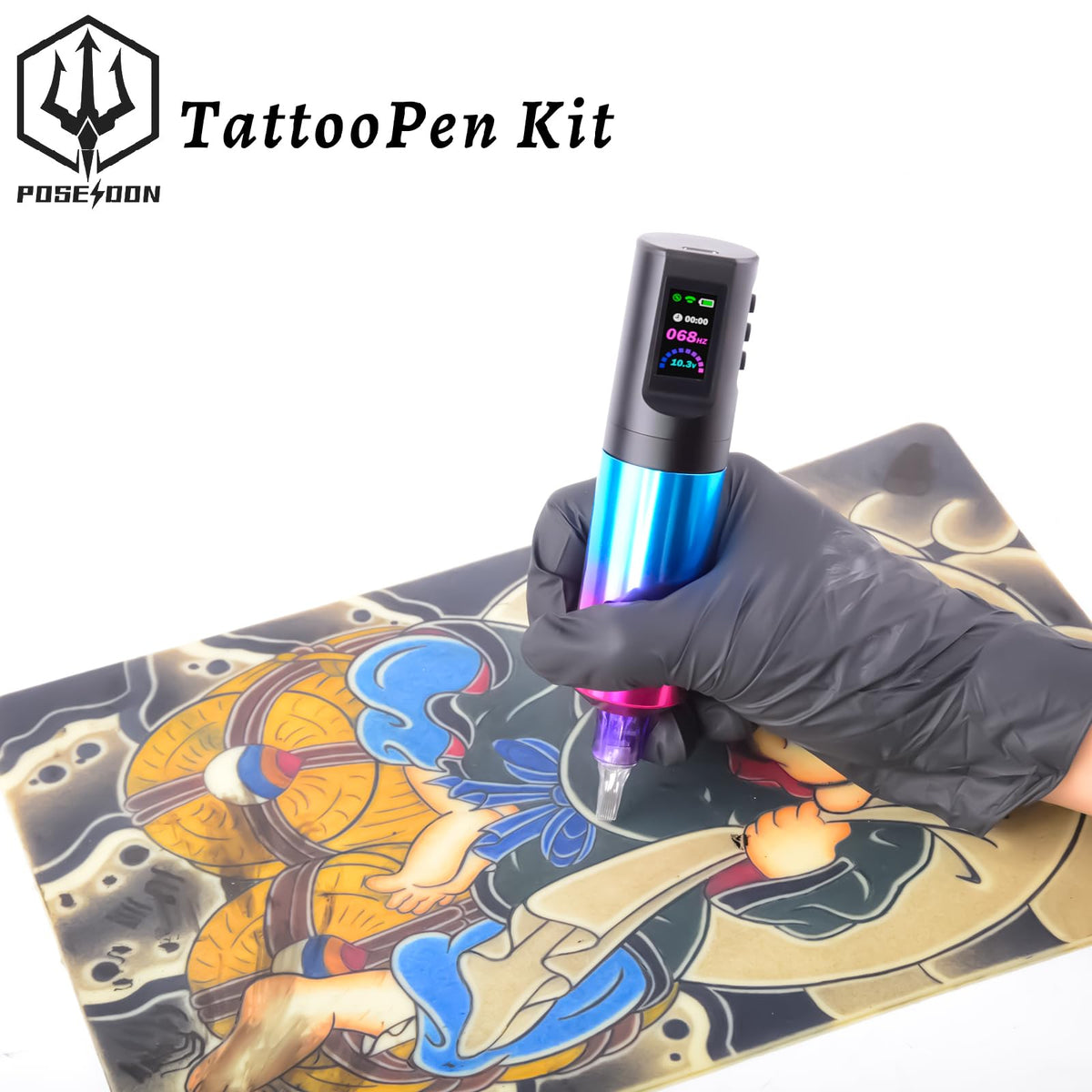 POSEIDON tattoo gloves maintain hygiene and comfortable handling during practice.