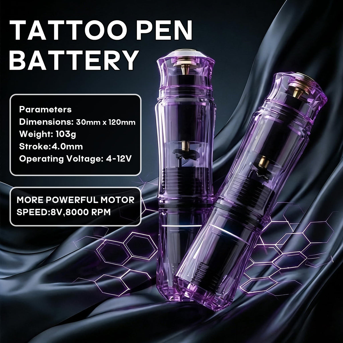 POSEIDON tattoo pen with dual batteries enables longer practice without interruptions.