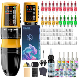 POSEIDON wireless tattoo pen kit enabling cordless professional use.
