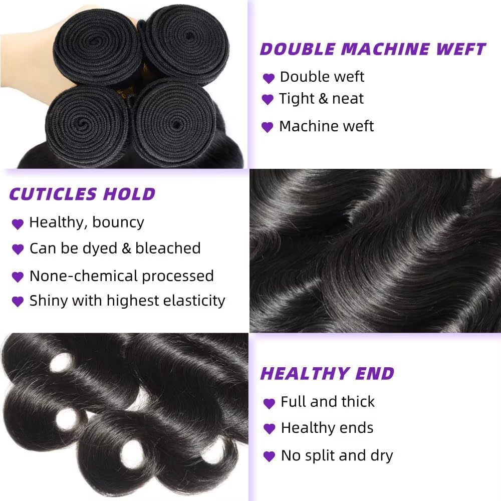 Poshbash body wave bundles 18-inch virgin hair with smooth weft to reduce tangling.