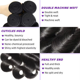 Poshbash body wave bundles 18-inch virgin hair with smooth weft to reduce tangling.
