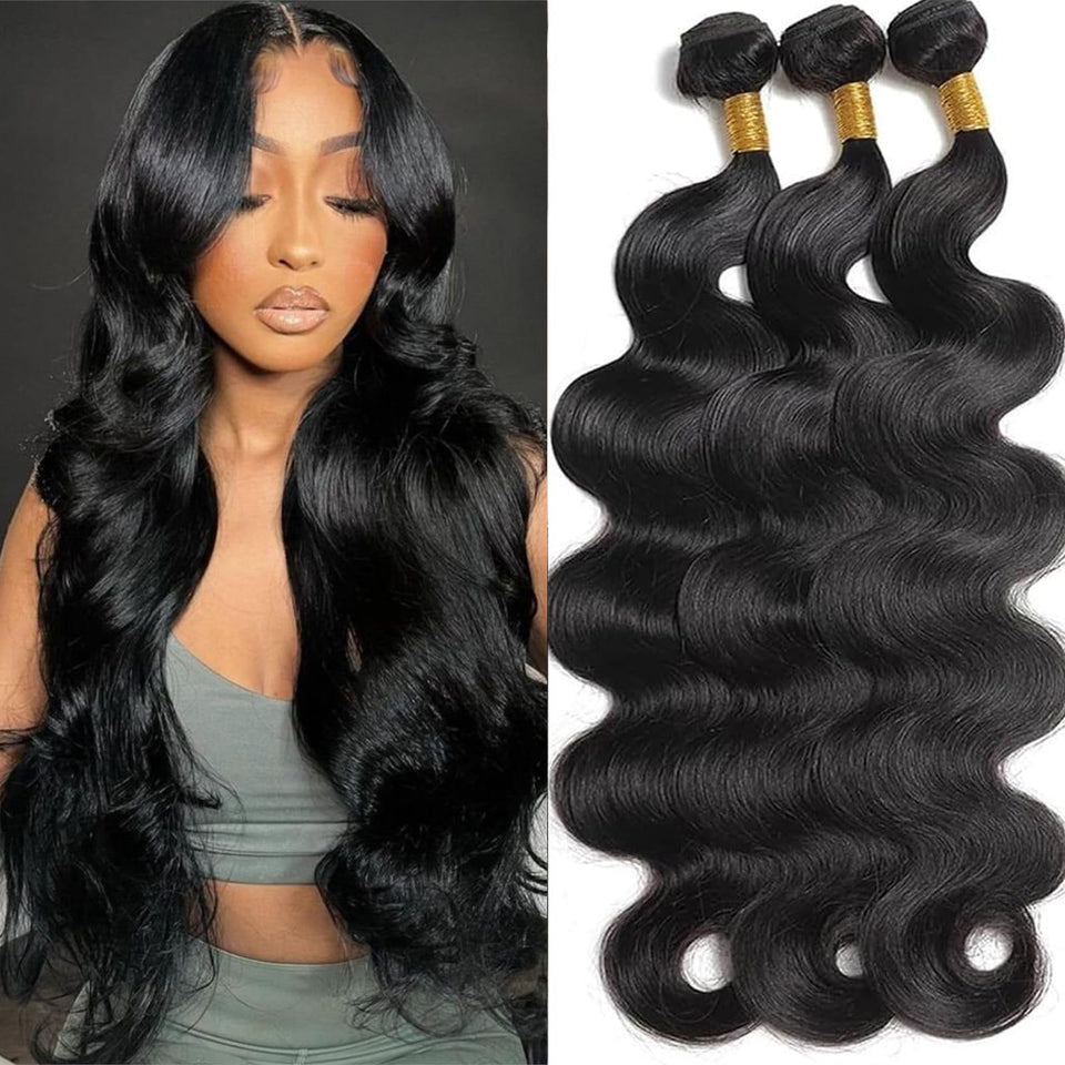 Poshbash Body Wave Bundles closeup weft showing silky texture and durability