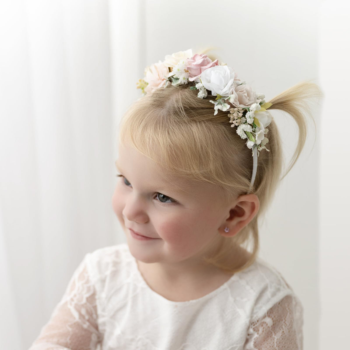 PoshMyra soft flat inside flower headband prevents snagging and increases comfort