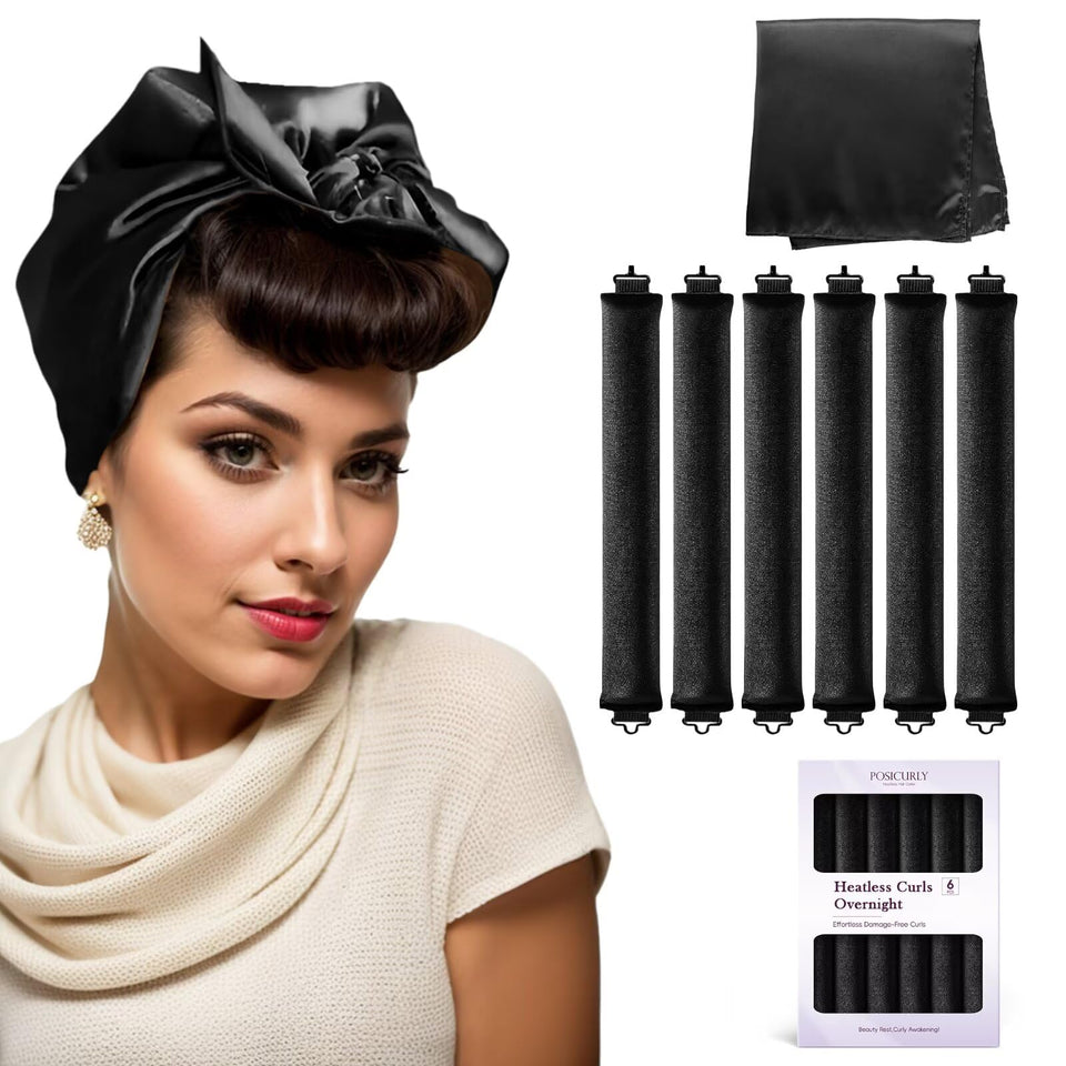 Posicurly overnight curler with soft rubber for heatless styling