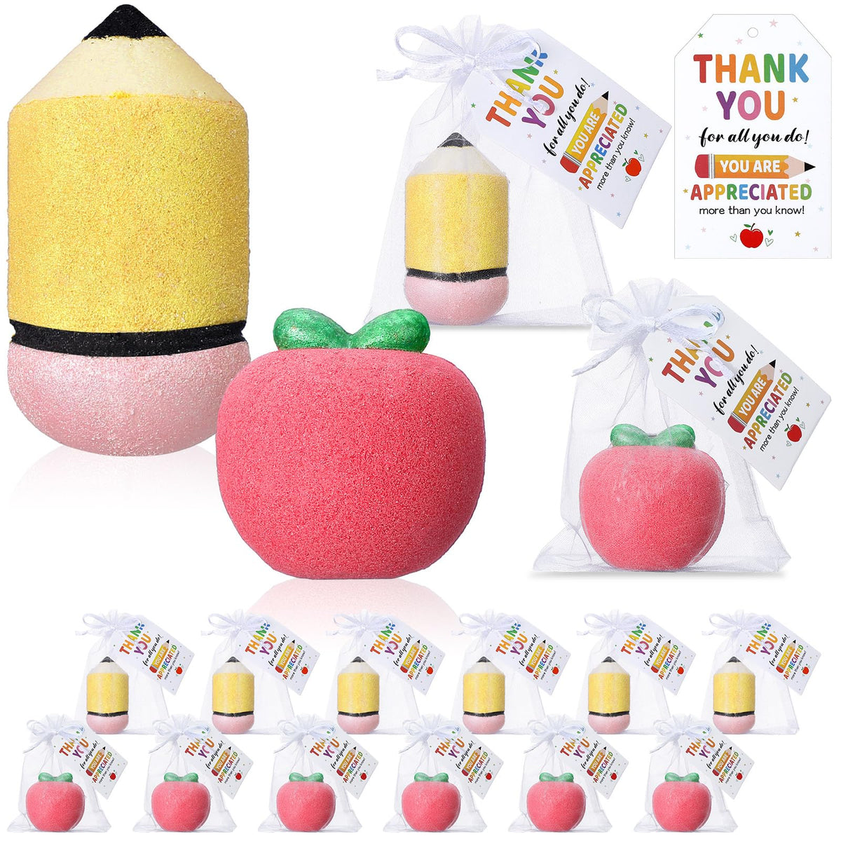 Potchen apple-shaped bath bomb for teachers with a refreshing scent.