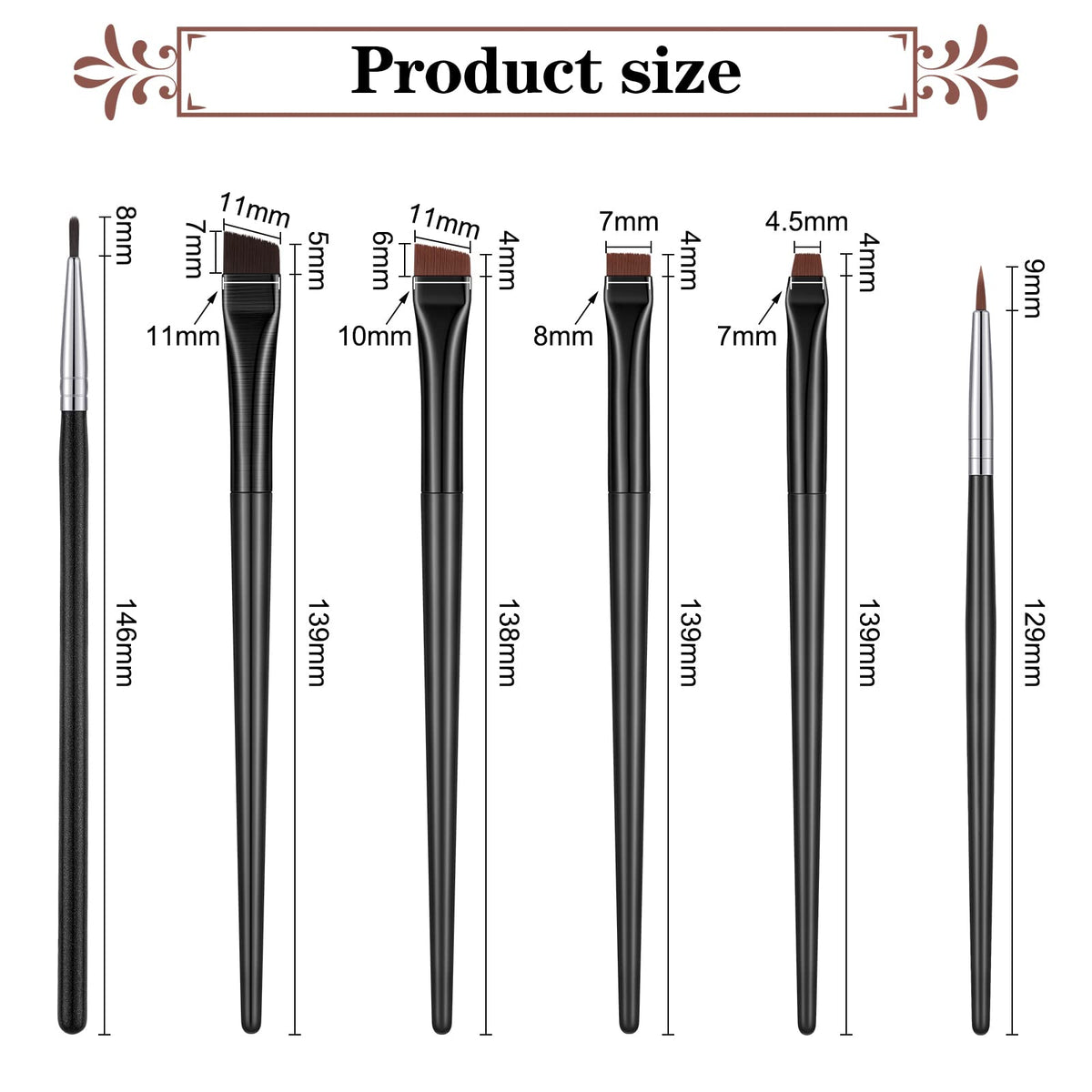 Potchen medium flat eyeliner brush for even color distribution on lids