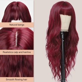 POUWENEY Burgundy Wig with rose net interior illustrates breathable fit