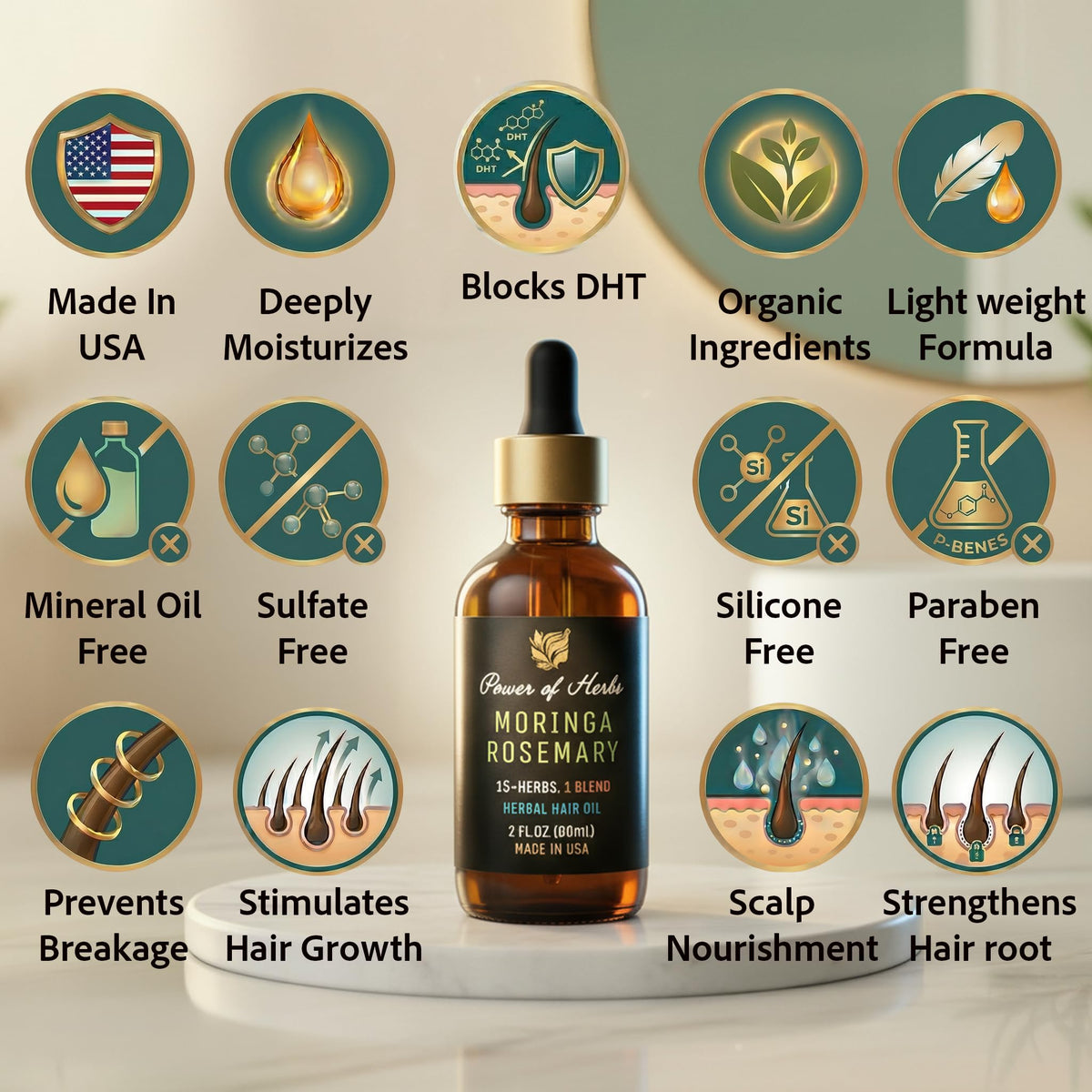 Power of Herbs Amla Bhringaraj ingredients close-up for scalp nourishment.
