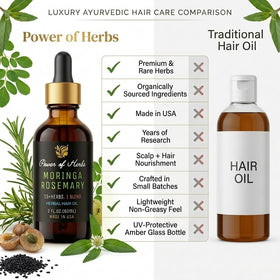 Power of Herbs Lightweight oil on hair delivering shine and softness.