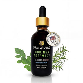 Power of Herbs Moringa Rosemary Hair Oil bottle for healthier hair.