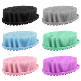PQRUU six-pack silicone body scrubber in black for deep cleansing and quick drying.