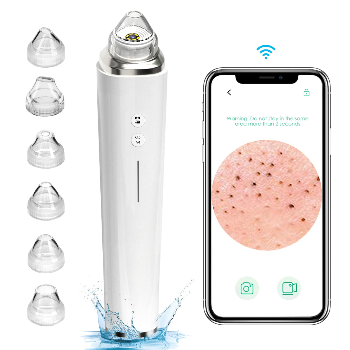 Prabensei Blackhead Remover camera view reveals impurities for precise extractions.