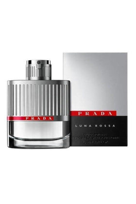 Prada Luna Rossa bottle front showing sleek design and premium aesthetics.