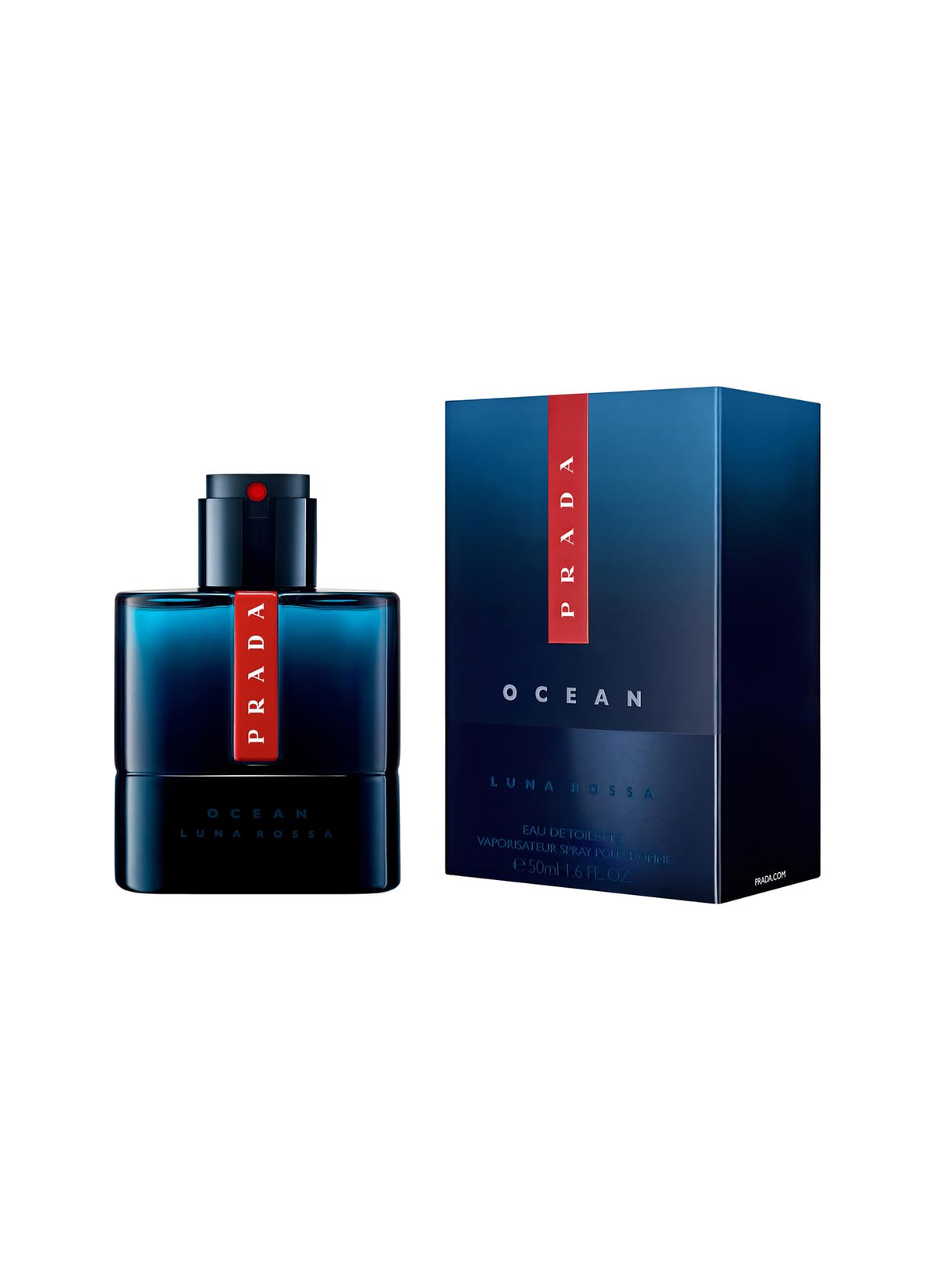 Prada Luna Rossa Ocean bottle side, versatile wear for any time of day.