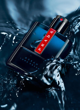 Prada Luna Rossa Ocean on dresser, ready for a fresh routine.