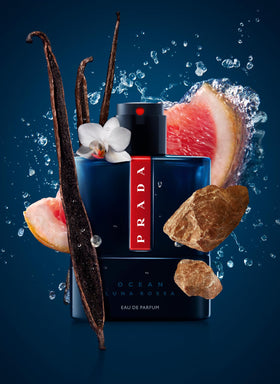 Prada Luna Rossa Ocean spray in motion emphasizes a fresh opening.