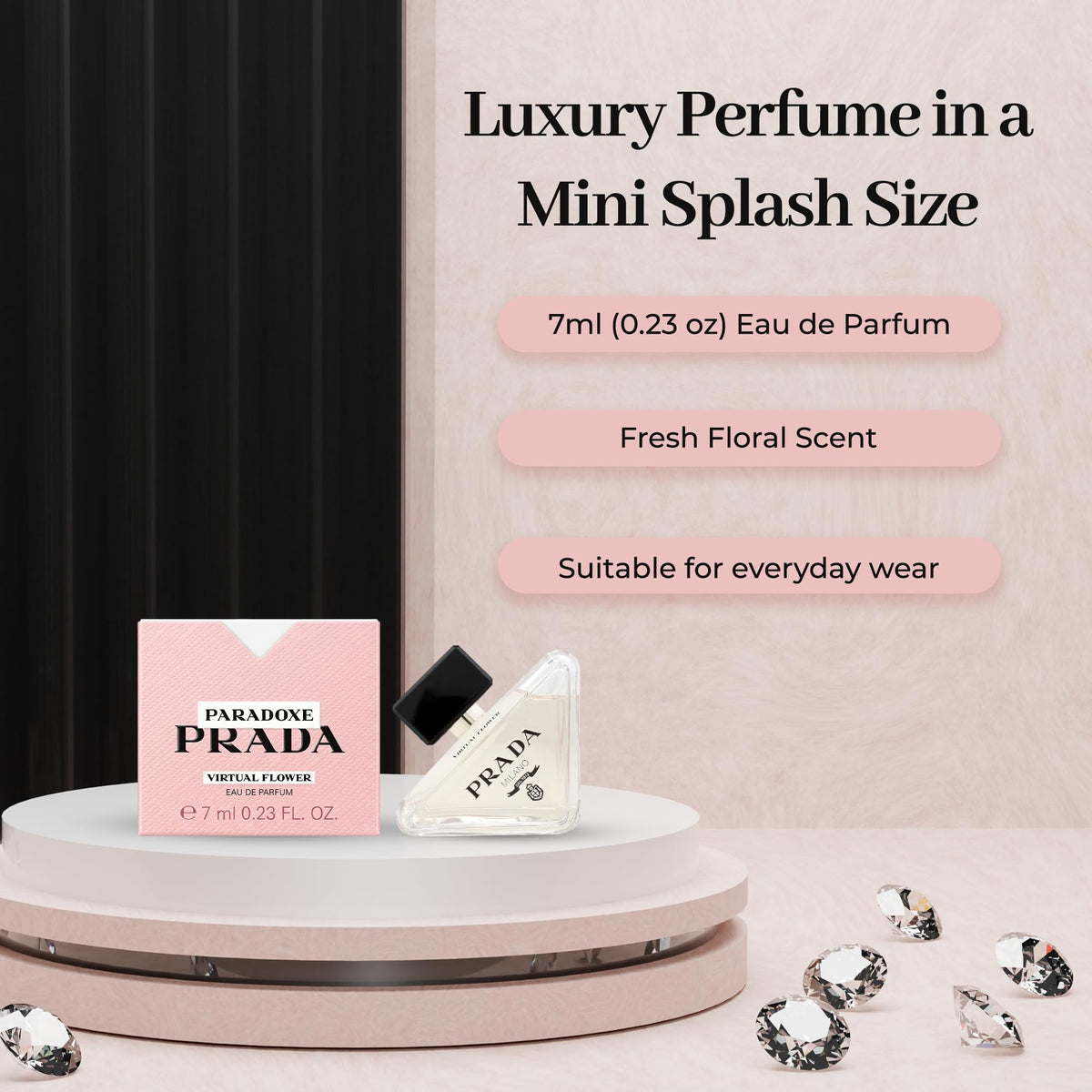 Prada Paradoxe Virtual Flower packaging close-up, premium presentation for gifting