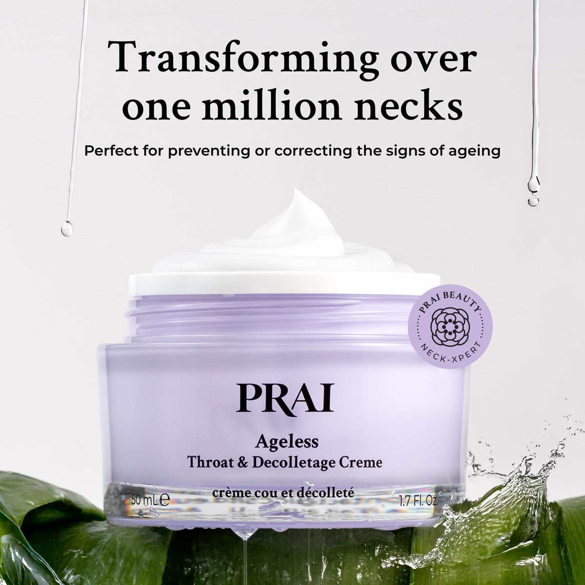 PRAI Neck Creme close-up showing improved texture after use.