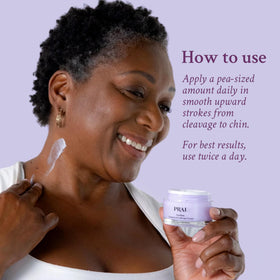 PRAI neck-creme fine-lines-crepiness close-up suggests smoothing.