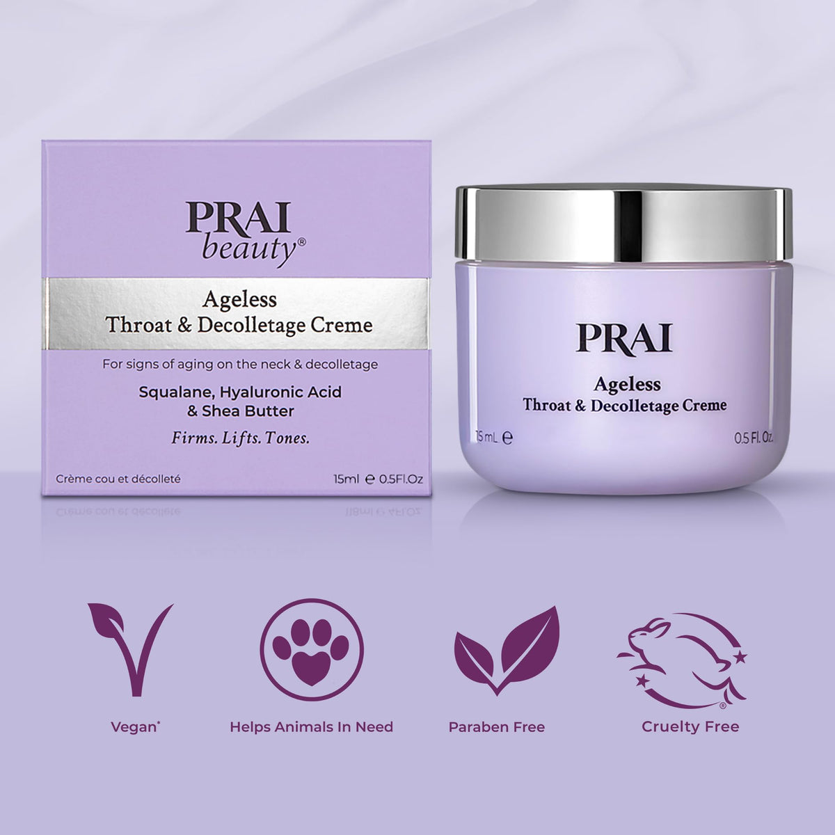 PRAI neck-creme luxurious-texture application demonstrates indulgent routine.