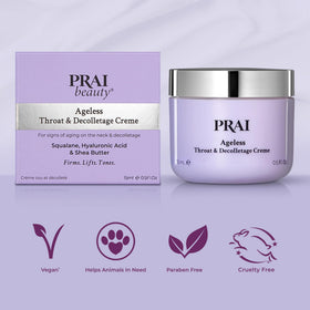 PRAI neck-creme luxurious-texture application demonstrates indulgent routine.