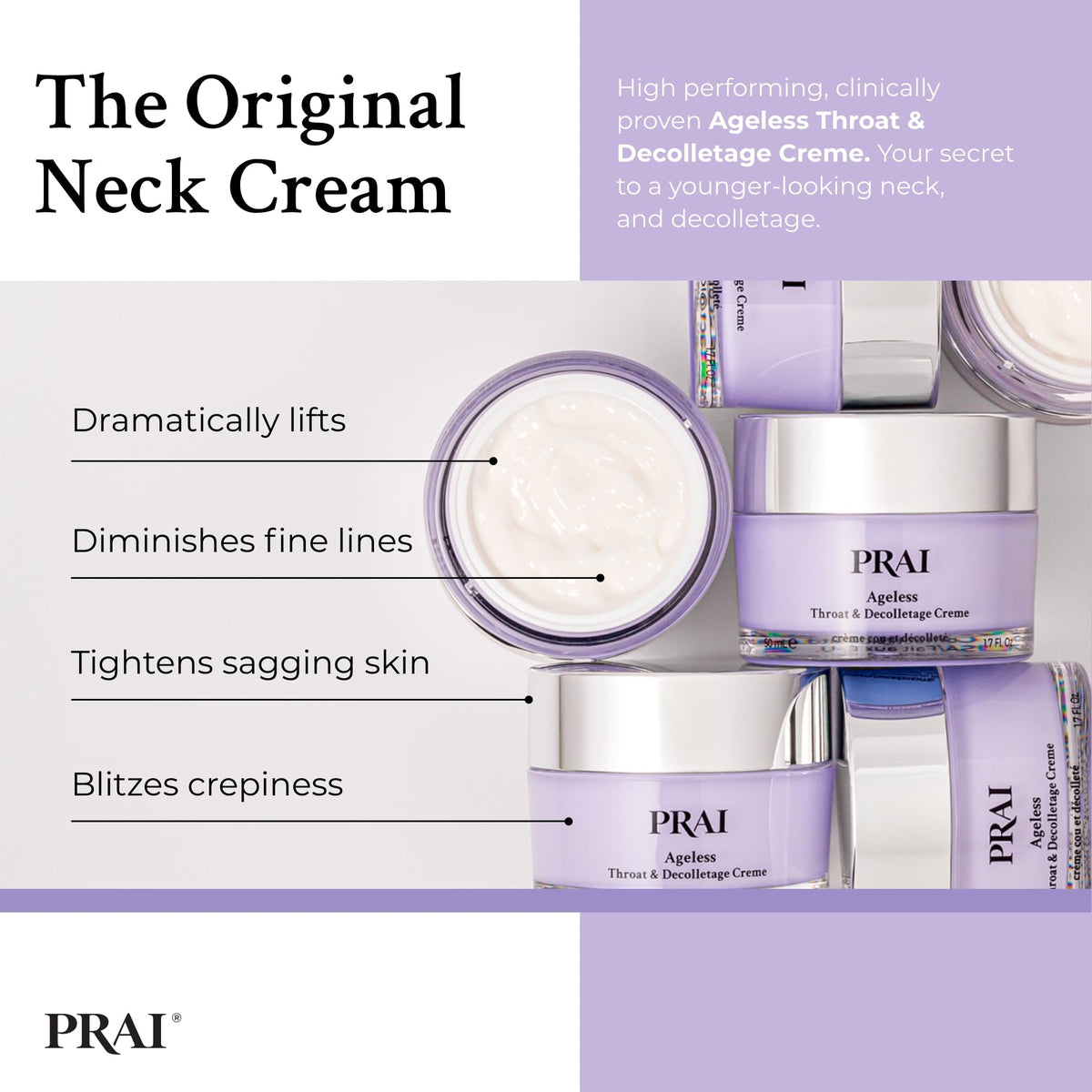 PRAI Neck Creme luxurious texture ready for daily hydration.