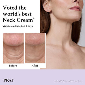 PRAI Neck Creme applied to the décolletage for smoother lines.