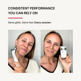 PRAIMY Glow Rose premium skincare gel in a clean, modern bathroom