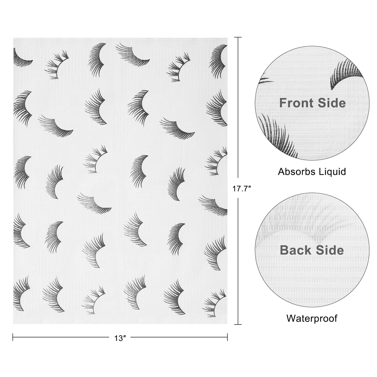PRASNE bib 18x13 inches providing full coverage for lash clients.