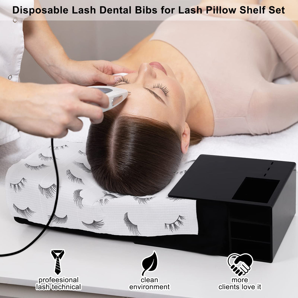 PRASNE dental bib waterproof back blocks liquid during lash sessions.