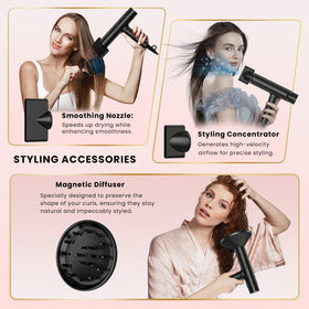 Prastiny hair dryer compact and lightweight for travel-friendly styling.