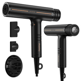 Prastiny hair dryer with diffuser front view promises fast, frizz-free styling.