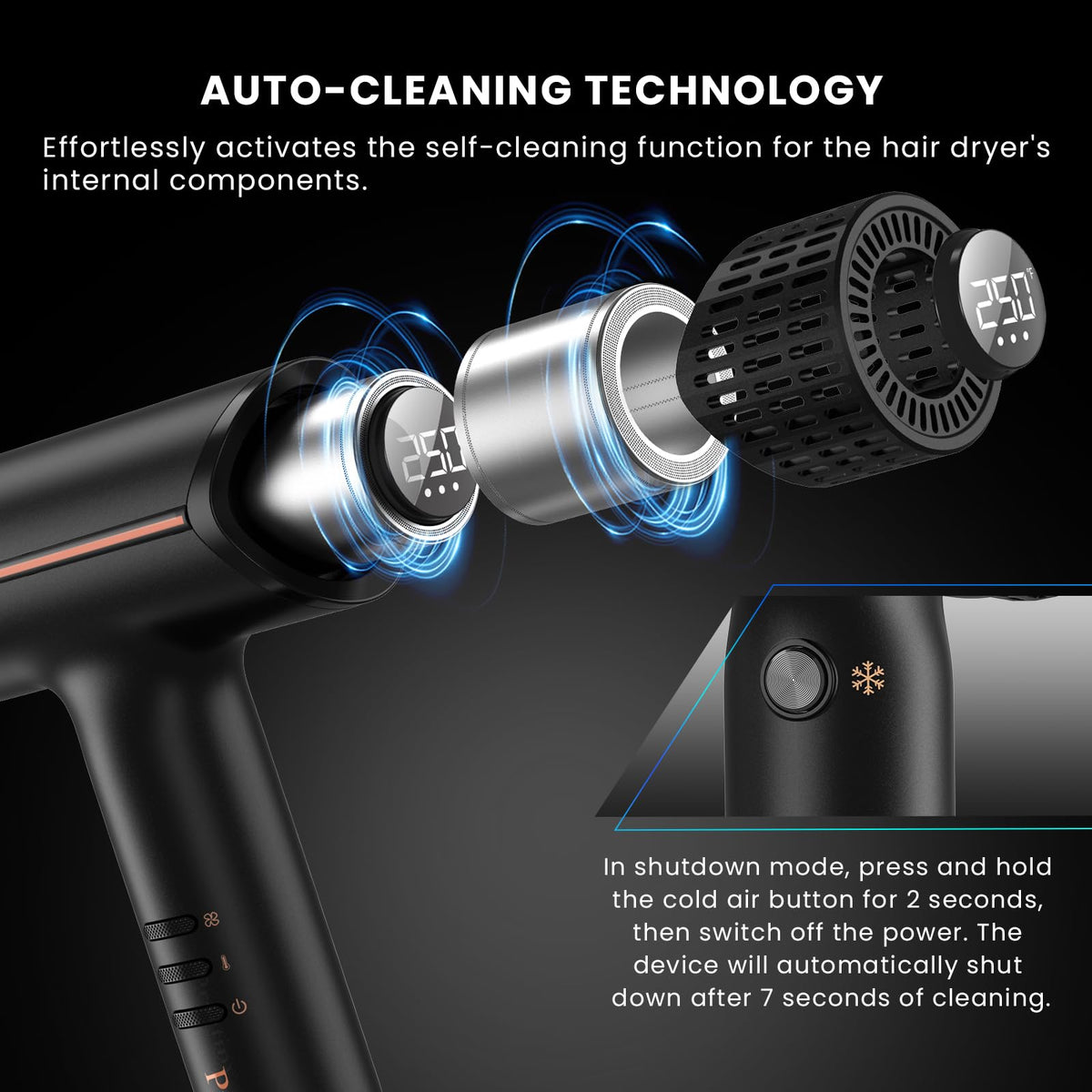 Prastiny hair dryer ionic flow demonstrates enhanced moisture retention.