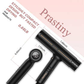 Prastiny hair dryer smart heat display enables precise styling.