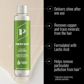Pravana Clear Cleanse label close-up highlights vegan formula and SLS-free benefits.