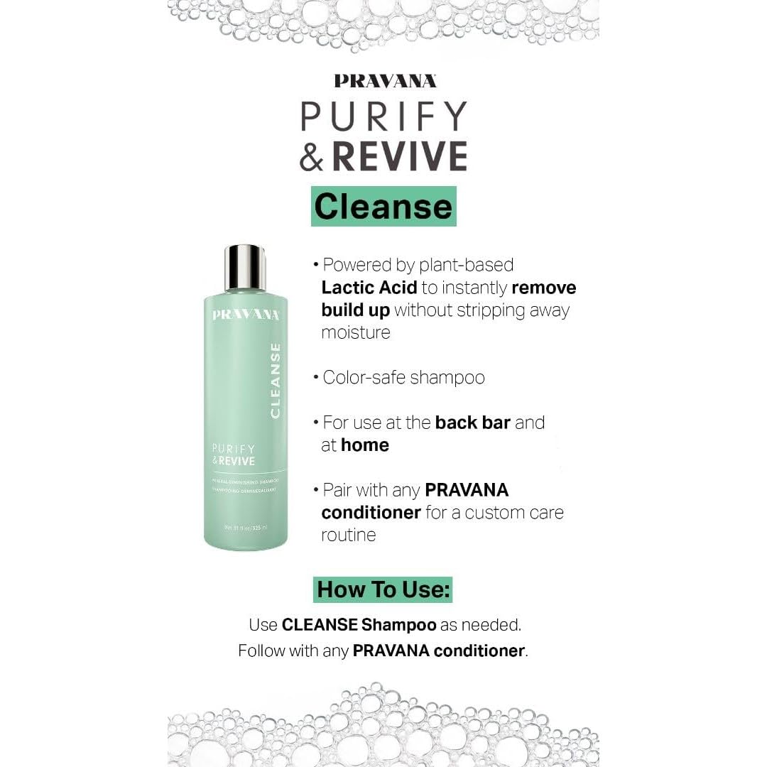 PRAVANA Purify & Revive 11-ounce bottle beside towel for daily use.