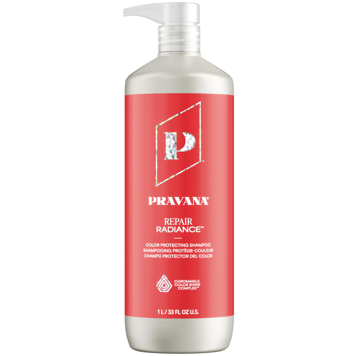 Pravana Repair Radiance Shampoo bottle showing conditioning power for color-treated hair