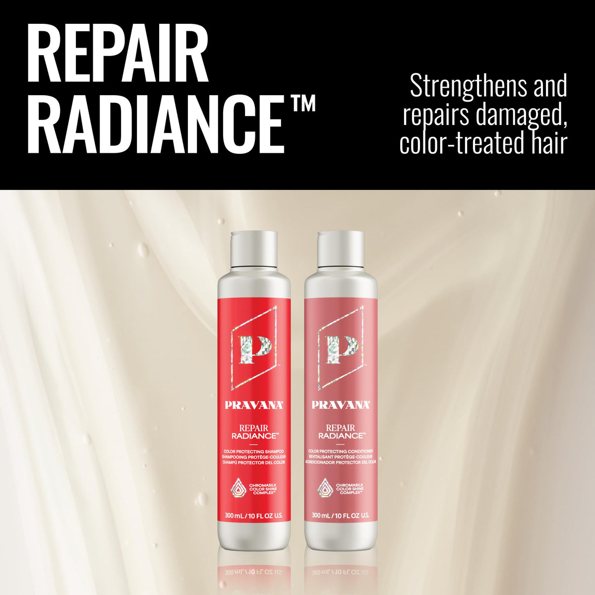 Close-up of hair with reduced split ends after using Pravana Repair Radiance Shampoo