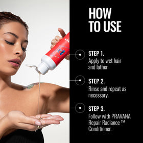 Vitamin E conditioning highlight in Pravana Repair Radiance Shampoo