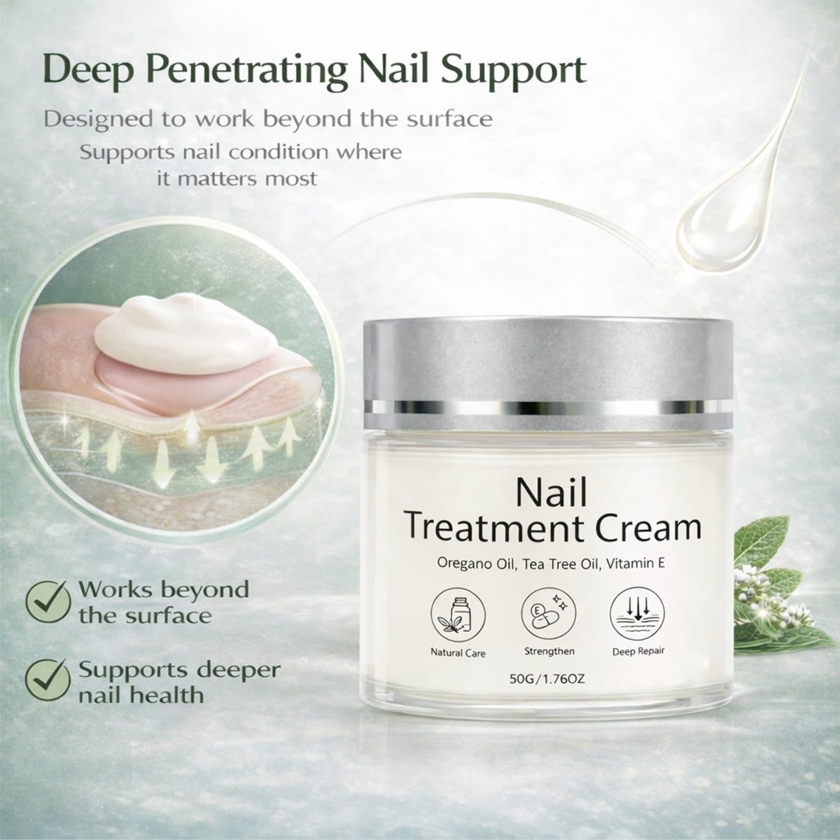 Close-up of PRCYZO Nail Treatment Cream texture for nourishing care