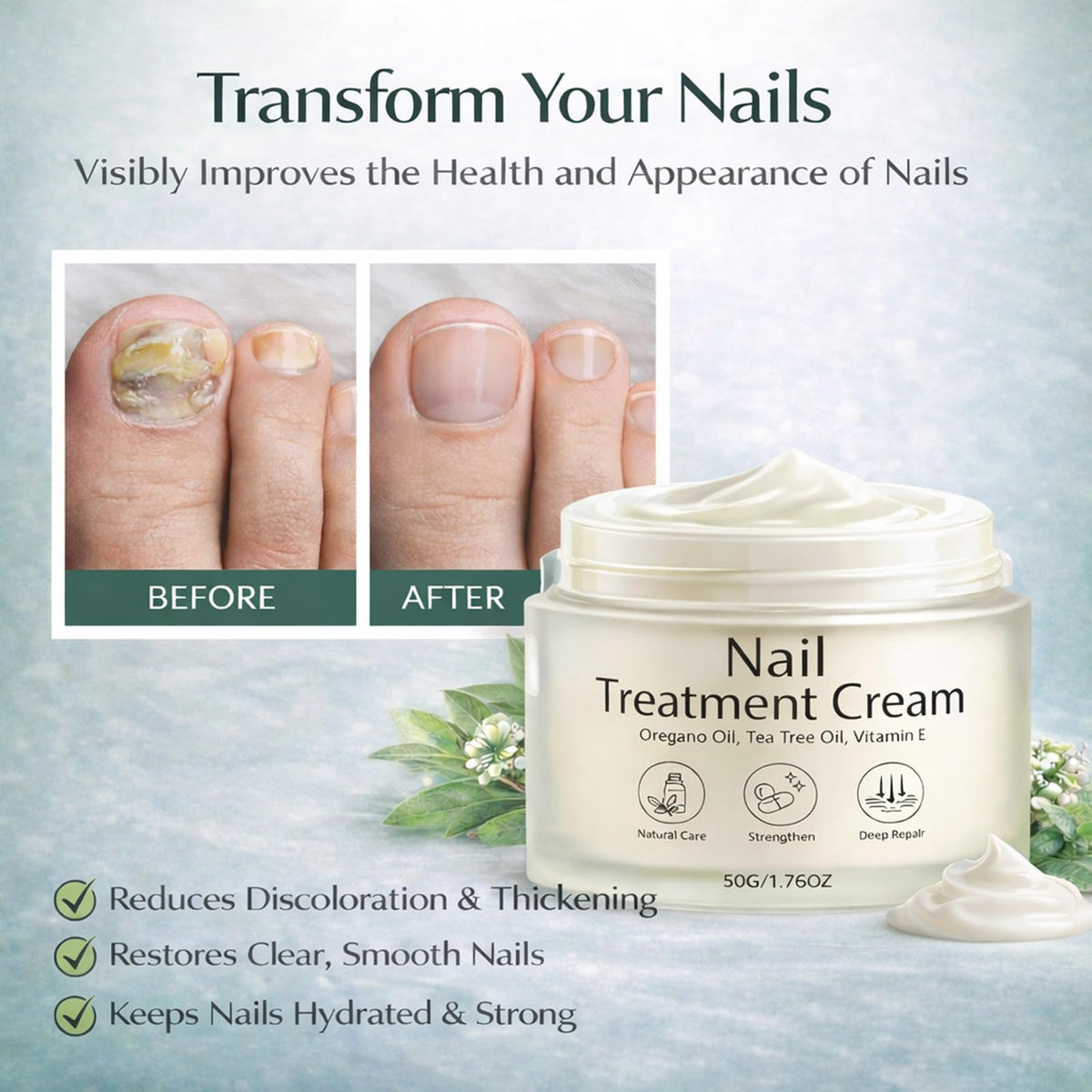 Visual of potential nail growth and strength with PRCYZO cream
