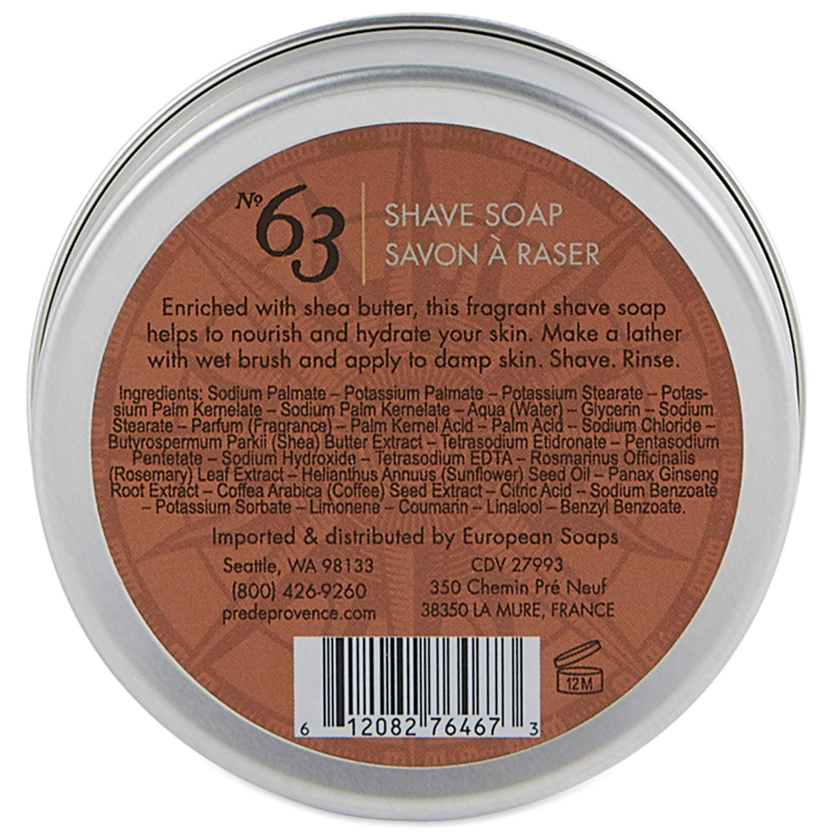 Pre de Provence No.63 amber leather base evokes premium fragrance.