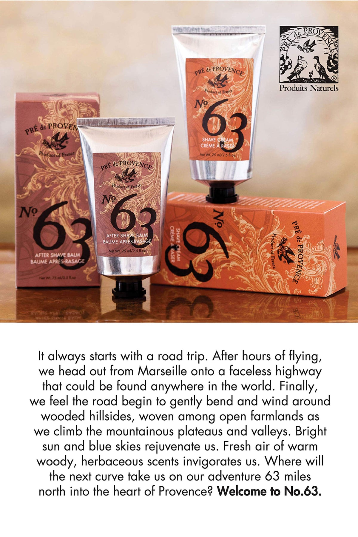 Pre de Provence No.63 cologne bottle, versatile everyday fragrance.