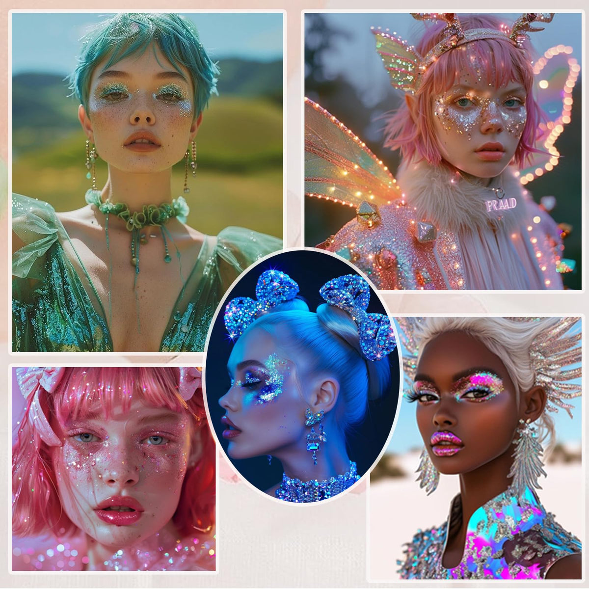 Prehot mermaid glitter shine enhances outfits with iridescent sparkle.