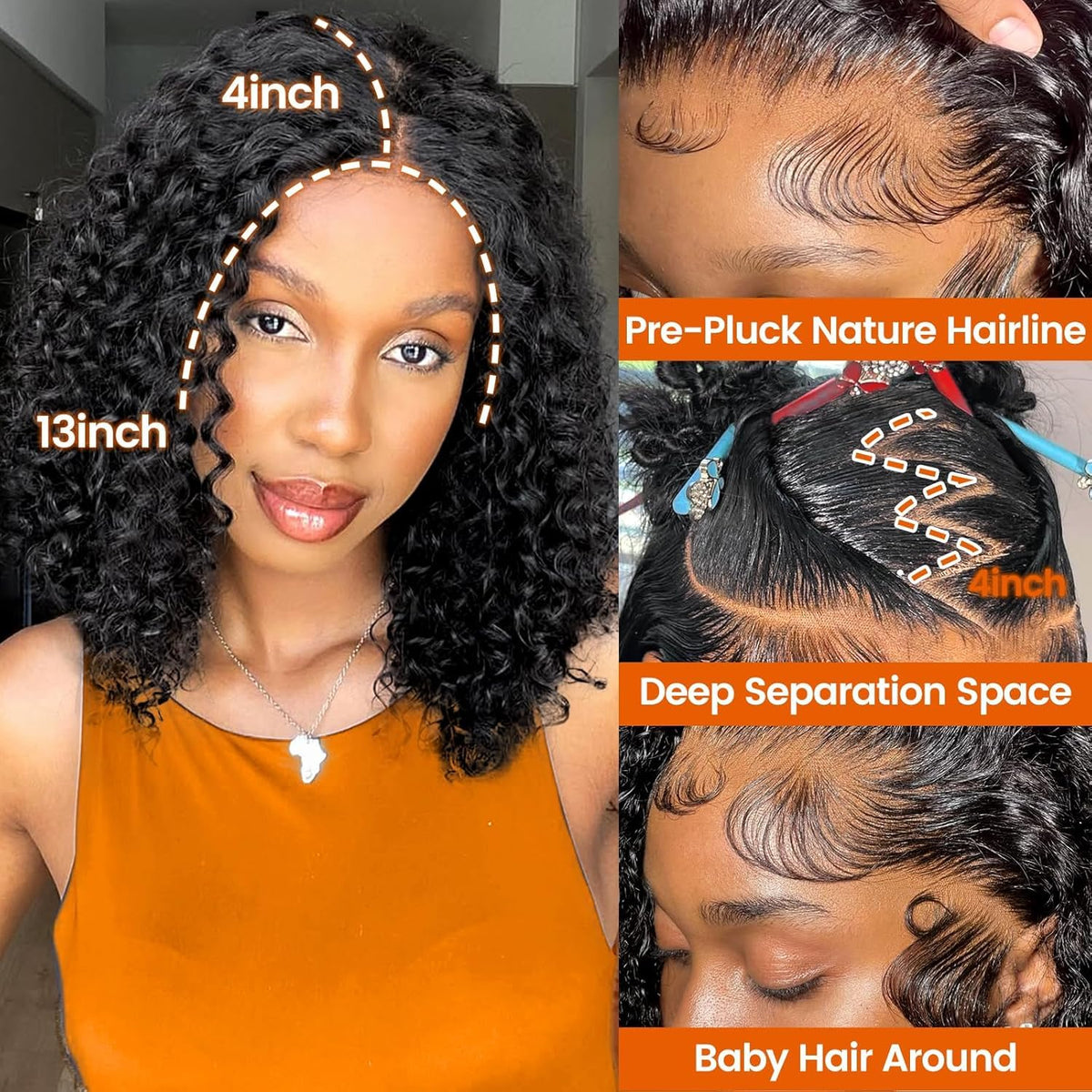 PREMAY 13x4 lace front wig detail showing seamless parting and versatile styling