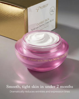 Premier BioX cream texture swatch demonstrates a smooth, non-greasy finish.