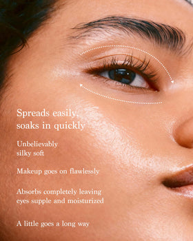Premier Dead Sea Classic Eye Serum pump application demonstrates precise, mess-free under-eye care.