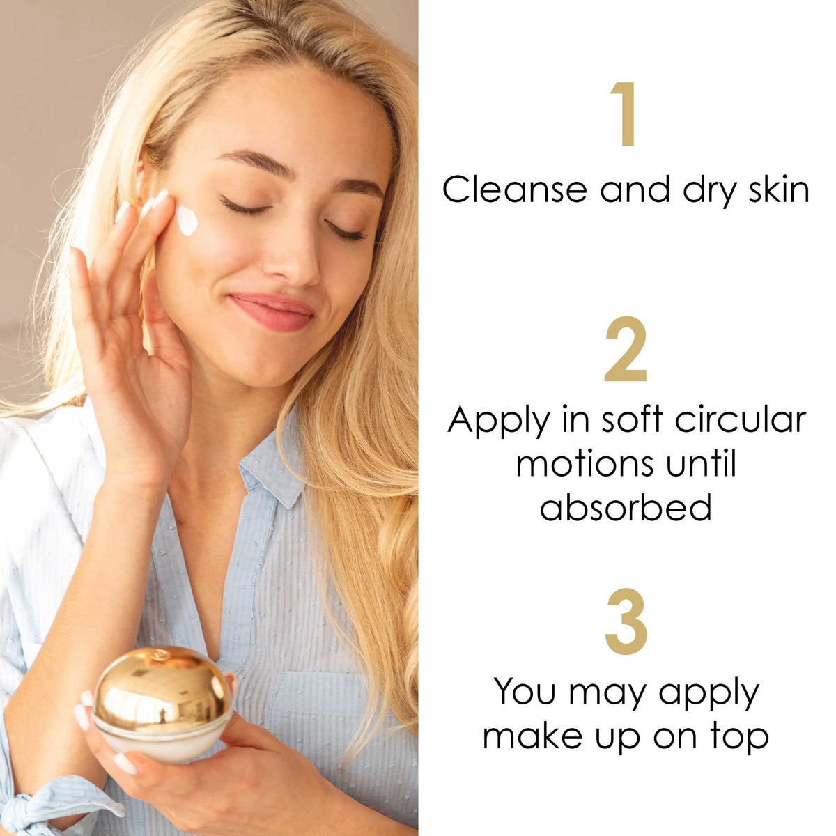 Premier Dead Sea Classic moisture cream application close-up for morning use