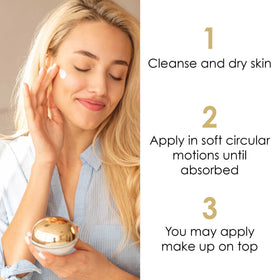 Premier Dead Sea Classic moisture cream application close-up for morning use